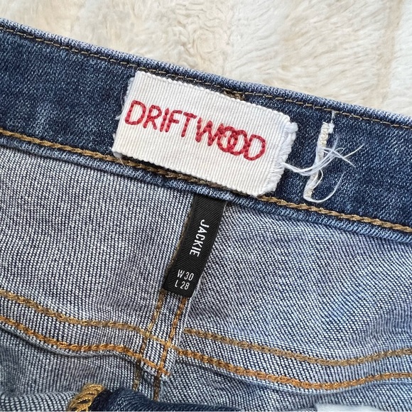 DRIFTWOOD navy white Aztec embroidered Jackie skinny jeans - Picture 7 of 9